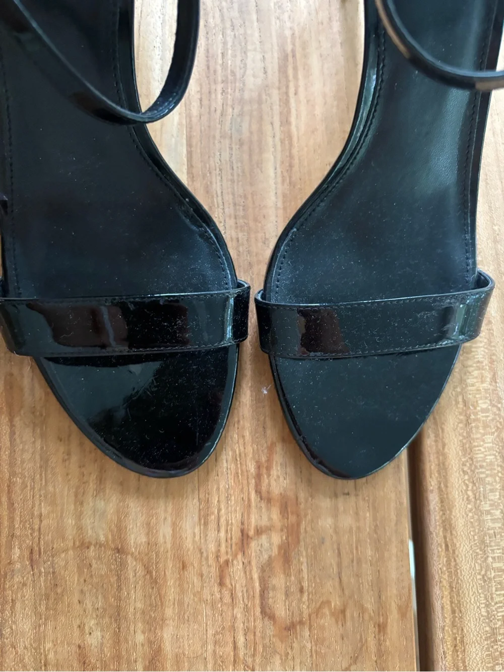 MICHAEL KORS Ava Mid Sandals Black Patent Leather Heels Size 7.5